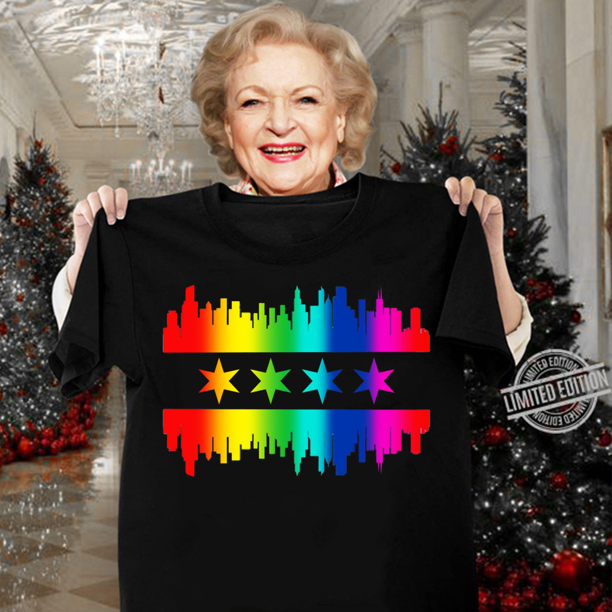 Chicago Flag Skyline LGBT Gay Pride Parade t-shirt woman shirt