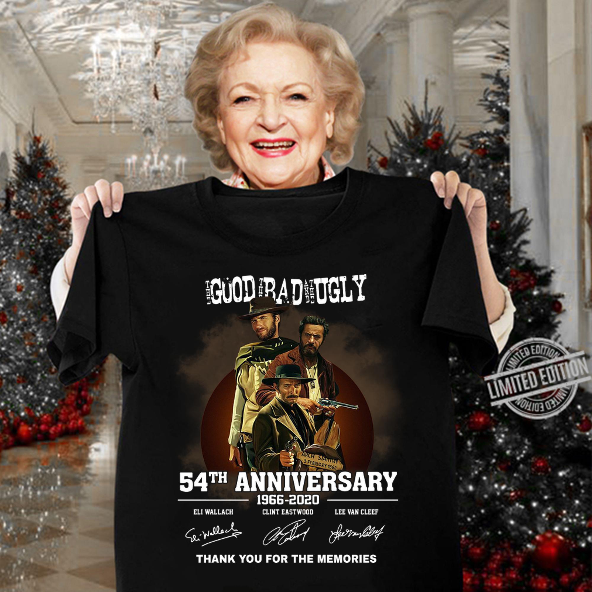 The Good The Bad And The Ugly 54th anniversary 1966-2020 signatures thank you for the memories t-shirt woman shirt
