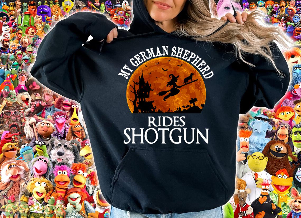 German Shepherd Rides Shotgun Dog Lover Halloween Party t-shirt hoodie