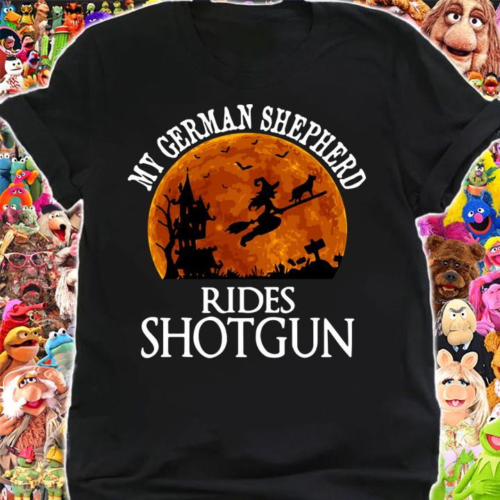 German Shepherd Rides Shotgun Dog Lover Halloween Party t-shirt shirt