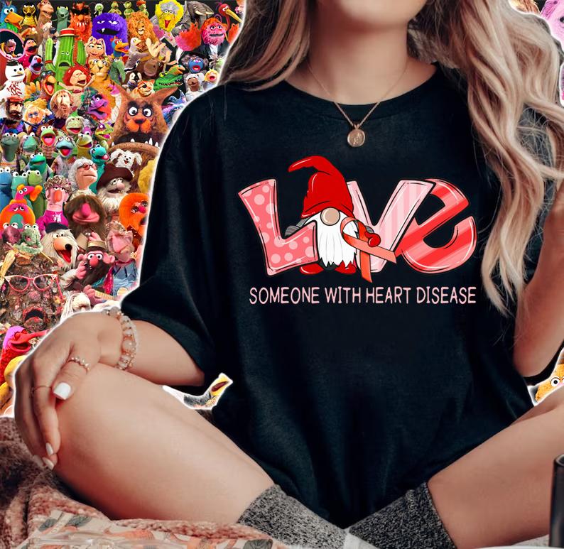 Love Gnomes Awareness Someone With Heart Disease t-shirt woman shirt