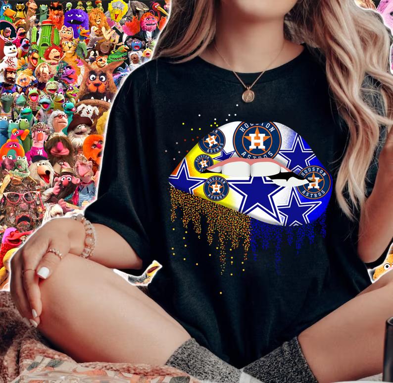 Houston Astros and Dallas Cowboys lip t-shirt woman shirt