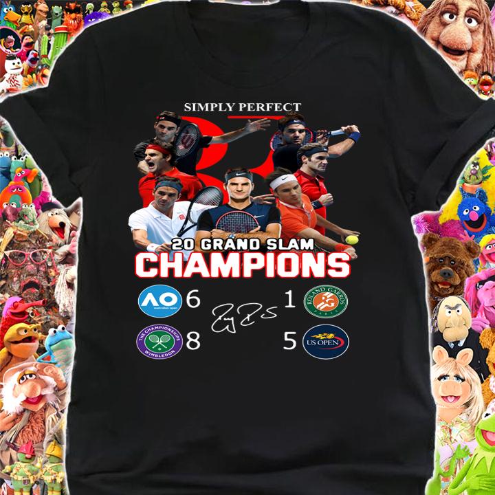 Simply Perfect Roger Federer Champions 20 Grand Slam signature t-shirt shirt