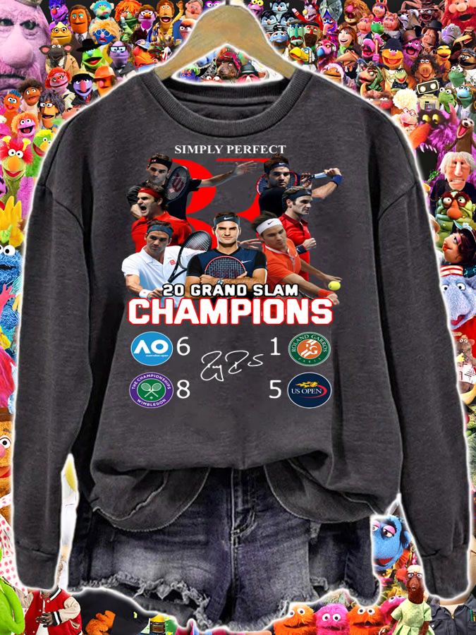 Simply Perfect Roger Federer Champions 20 Grand Slam signature t-shirt sweatshirt