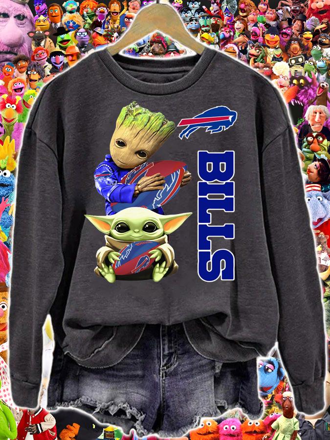 Baby Yoda And Groot Hug Rugby Buffalo Bills 2021 t-shirt sweatshirt
