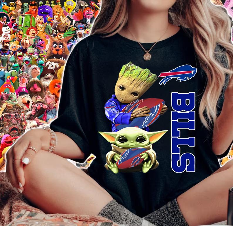 Baby Yoda And Groot Hug Rugby Buffalo Bills 2021 t-shirt woman shirt