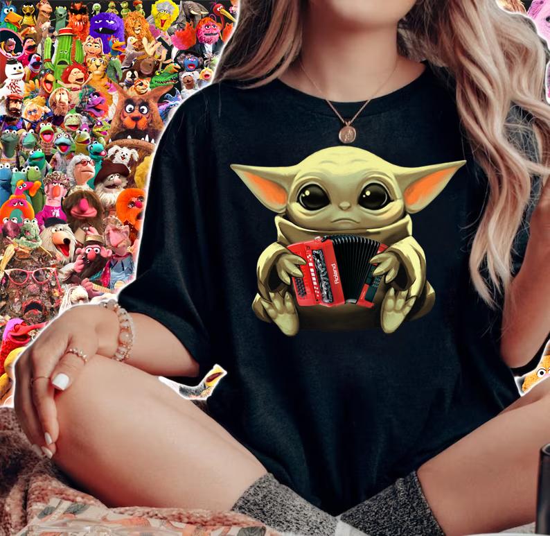 Baby Yoda Hug Accordion t-shirt woman shirt