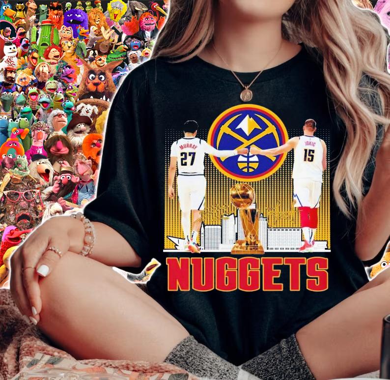 Denver Nuggets Jamal Murray and Nikola Jokic signatures t-shirt woman shirt