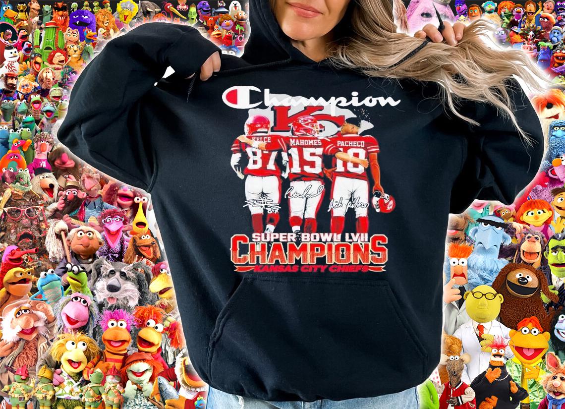 Champion Super Bowl LVII Champions Kansas City Chiefs signatures shirt t-shirt hoodie