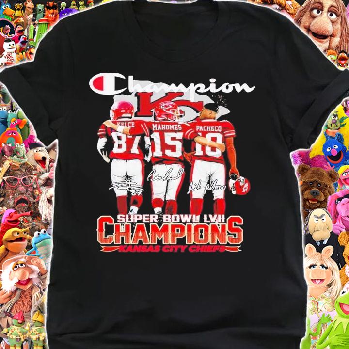Champion Super Bowl LVII Champions Kansas City Chiefs signatures shirt t-shirt shirt