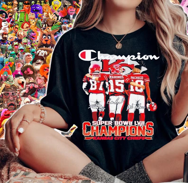 Champion Super Bowl LVII Champions Kansas City Chiefs signatures shirt t-shirt woman shirt
