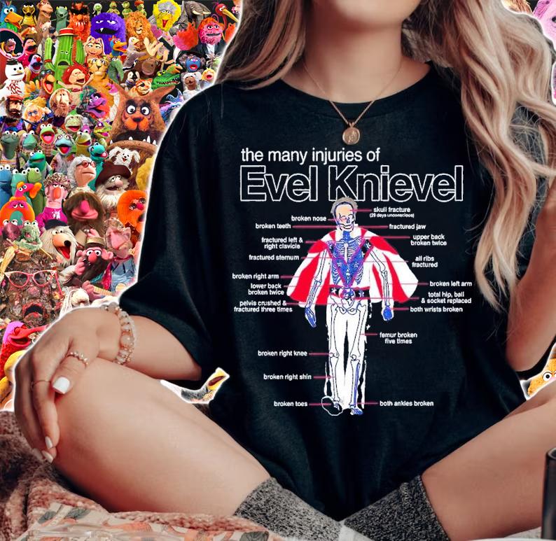 Evel Knievel Anatomy of Injuries shirt t-shirt woman shirt