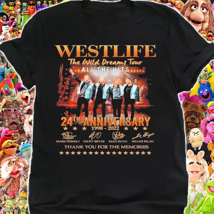 Westlife The Wild Dreams Tour All The Hits 24th Anniversary 1998-2022 Signatures Thank You For The Memories Shirt t-shirt shirt