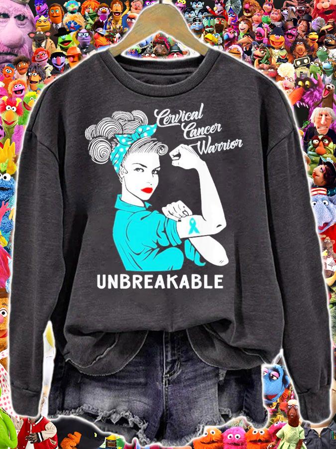 Breast Cancer Awareness Cervical Cancer Warrior Unbreakable Shirt t-shirt