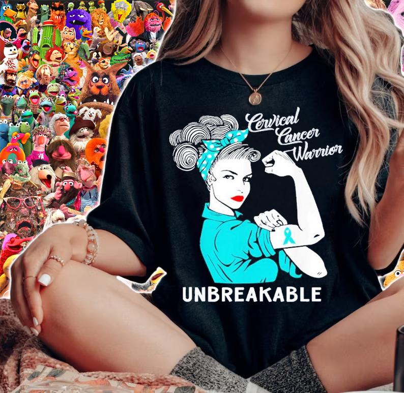 Breast Cancer Awareness Cervical Cancer Warrior Unbreakable Shirt t-shirt