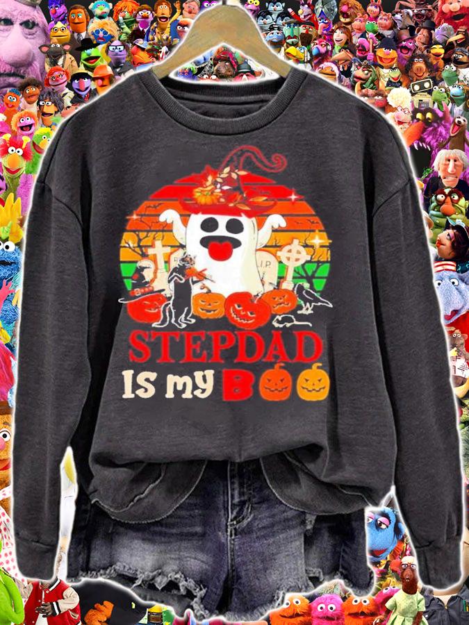 Stepdad Is My Boo Halloween Scary Pumpkins Boo Ghost Vintage Shirt t-shirt sweatshirt