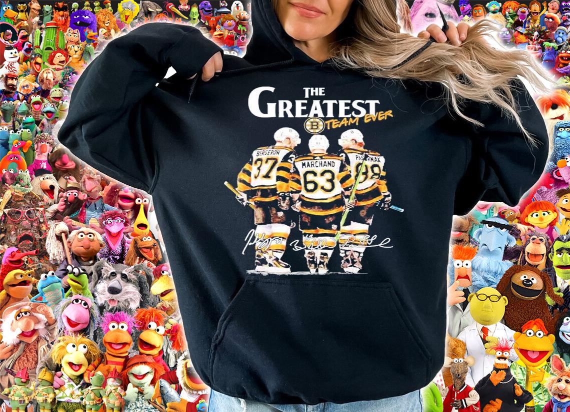 The greatest team ever Patrice Bergeron Brad Marchand David Pastrk signatures shirt t-shirt hoodie