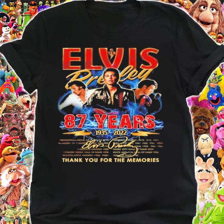 Elvis Presley Guitar Rock 87th Anniversary 1935-2022 Signature Thank You For The Memories Shirt t-shirt