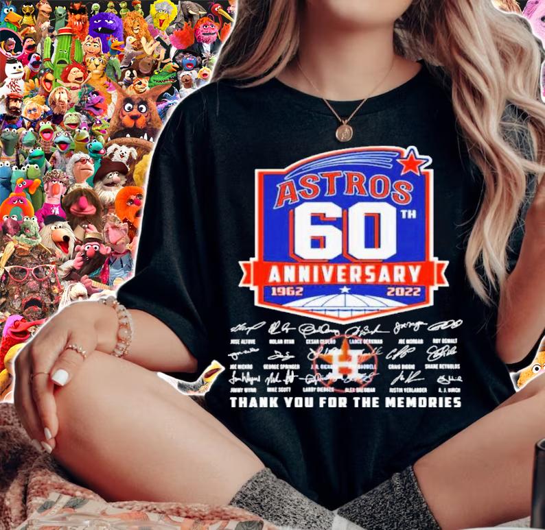 Houston Astros Logo 60th Anniversary 1962-2022 Signatures Thank You For The Memories Shirt t-shirt woman shirt