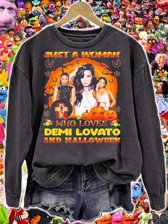 Just A Woman Who Loves Demi Lovato And Halloween Shirt t-shirt sweatshirt