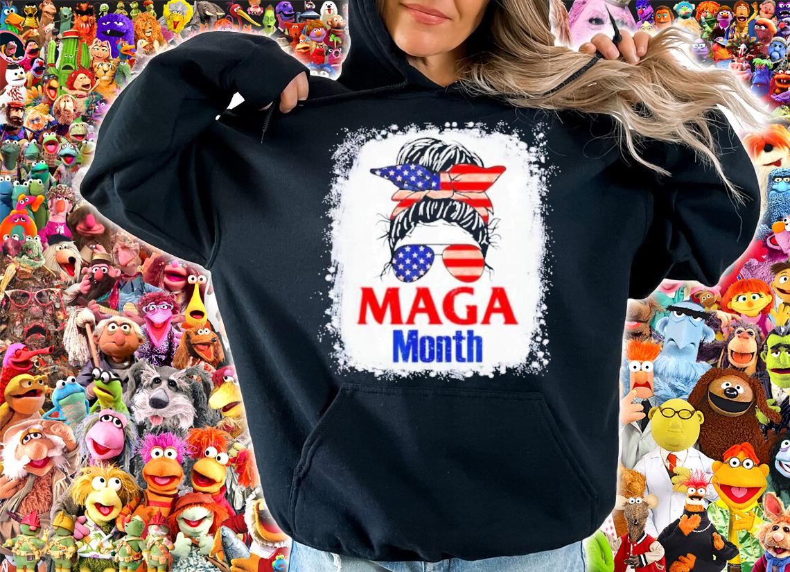 Messy Bun Hair Old Happy MAGA Month Patriotic American Flag Shirt t-shirt hoodie