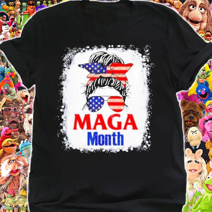 Messy Bun Hair Old Happy MAGA Month Patriotic American Flag Shirt t-shirt shirt