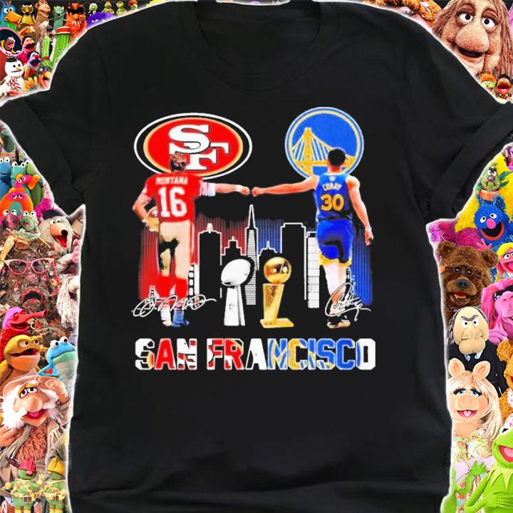 San Francisco Joe Montana And Stephen Curry Champions Signatures T-Shirt t-shirt