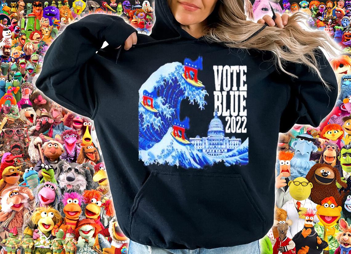 Vote Blue 2022 Democrat Great Blue Wave Surfing Donkeys shirt t-shirt
