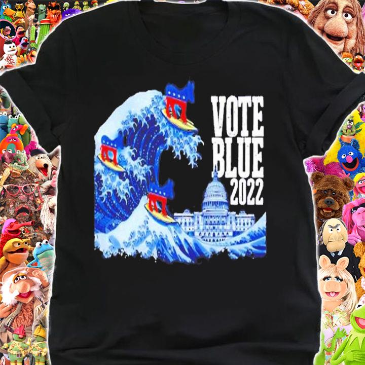 Vote Blue 2022 Democrat Great Blue Wave Surfing Donkeys shirt t-shirt
