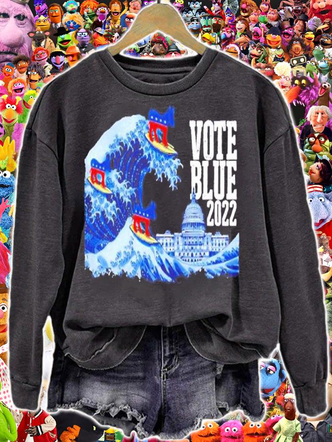 Vote Blue 2022 Democrat Great Blue Wave Surfing Donkeys shirt t-shirt