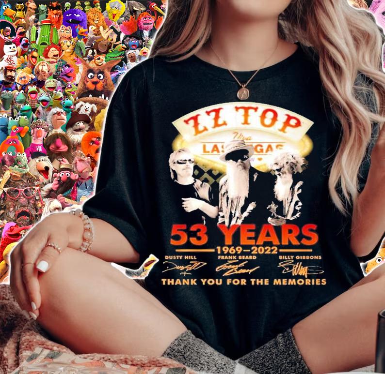 Zz Top 53 years 1969 2022 thank you for the memories shirt t-shirt woman shirt