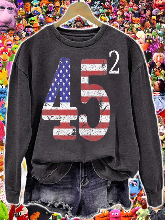 45 Squared Second Term For Trump 2020 USA Flag Vintage T-Shirt t-shirt sweatshirt