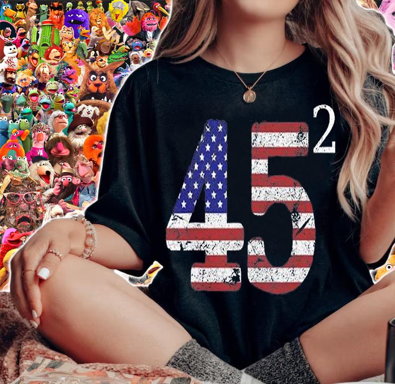 45 Squared Second Term For Trump 2020 USA Flag Vintage T-Shirt t-shirt woman shirt