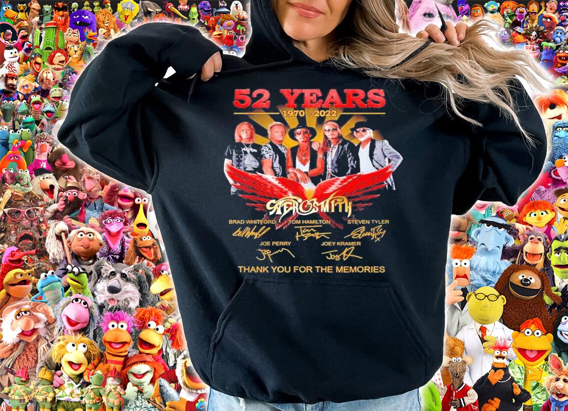 52 years 1970-2022 Aerosmith Signatures Thank You For The Memories Shirt t-shirt