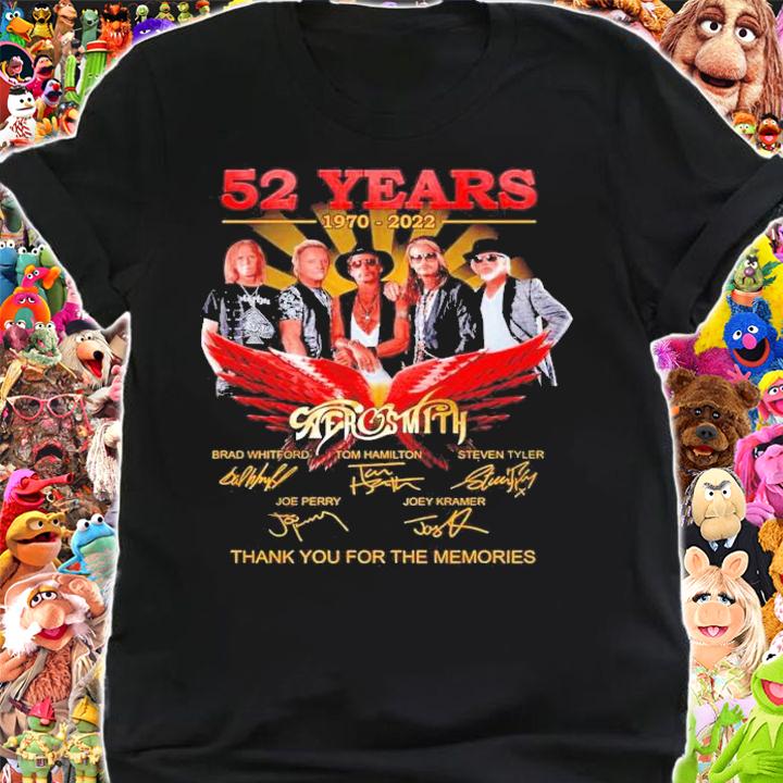 52 years 1970-2022 Aerosmith Signatures Thank You For The Memories Shirt t-shirt