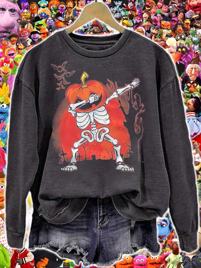 A Halloween Boys Kids Dabbing Skeleton Scary Pumpkin Costume Shirt t-shirt sweatshirt