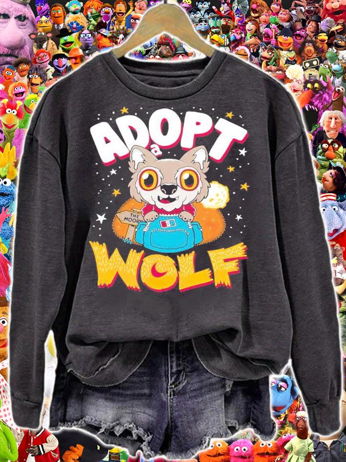Adopt A Wolf Creepy Cute Cartoon Kawaii Werewolf Shirt t-shirt