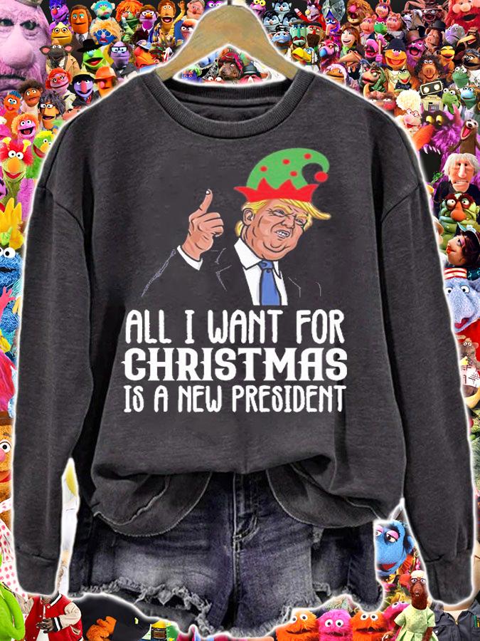 All I Want For Christmas Is A New President Ugly Trump Elf T-Shirt t-shirt