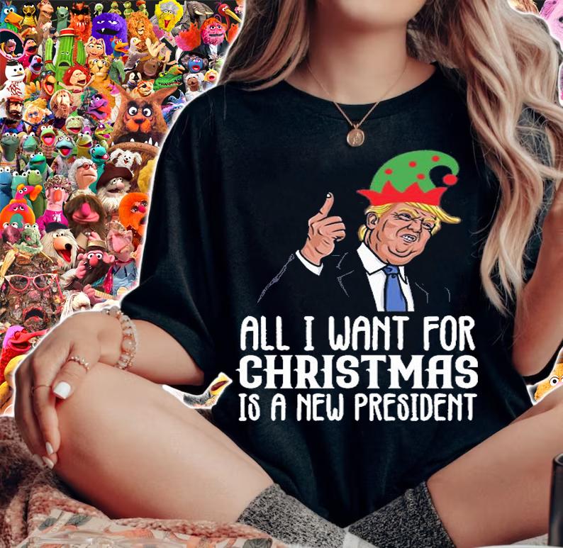 All I Want For Christmas Is A New President Ugly Trump Elf T-Shirt t-shirt
