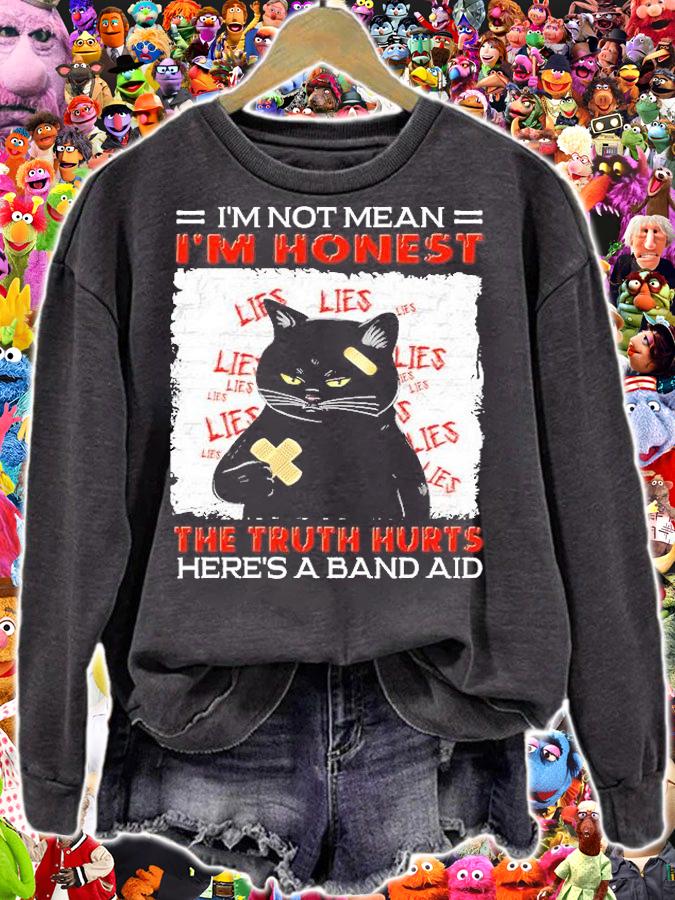 Black Cat I'm Not Mean I'm Honest The Truth Hurts Here's A Band Aid T-Shirt t-shirt