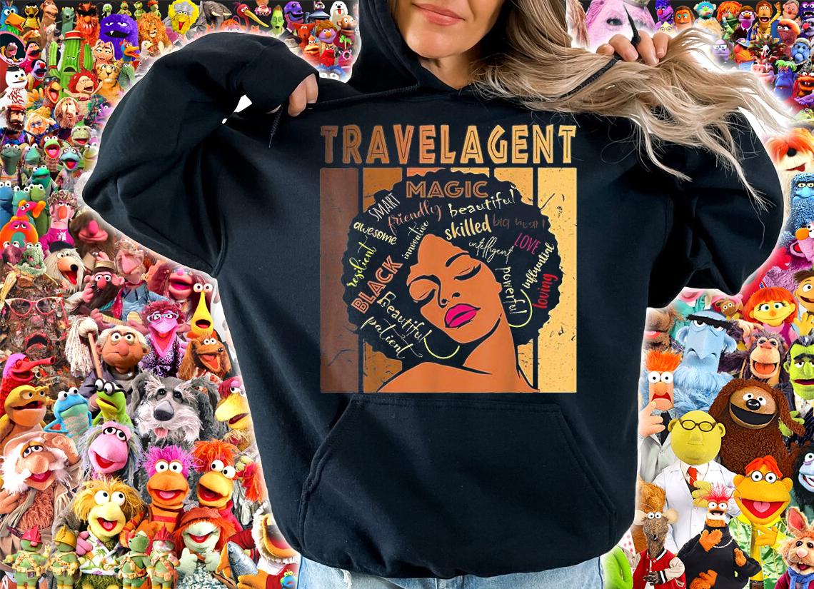 Black Travel Agent Strong Afro African American Women T-Shirt t-shirt