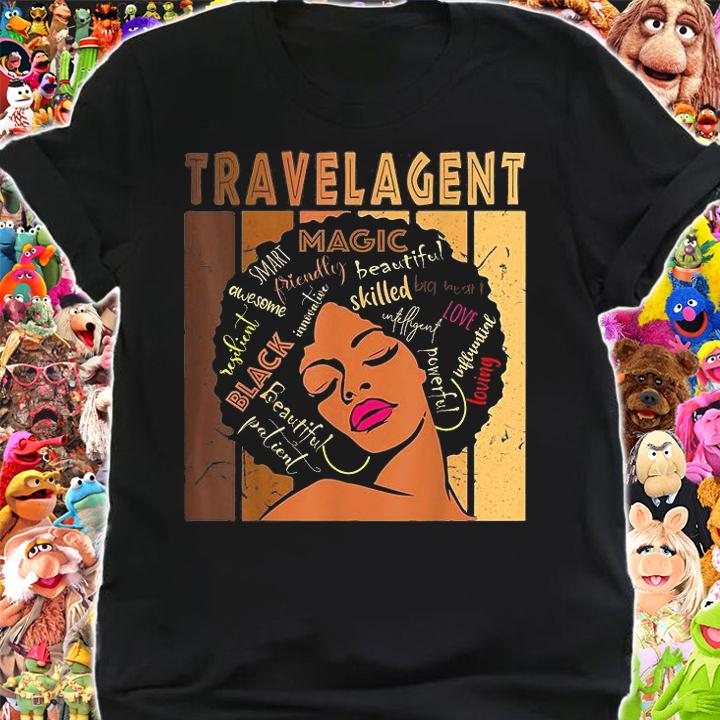 Black Travel Agent Strong Afro African American Women T-Shirt t-shirt