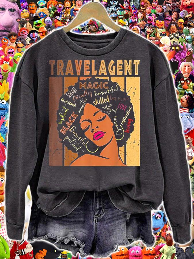 Black Travel Agent Strong Afro African American Women T-Shirt t-shirt