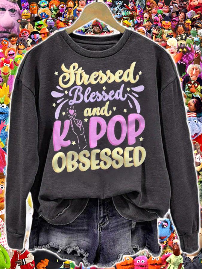 Blessed Stressed K Pop Obsessed Idol Korean Pop Music Lover Shirt t-shirt sweatshirt