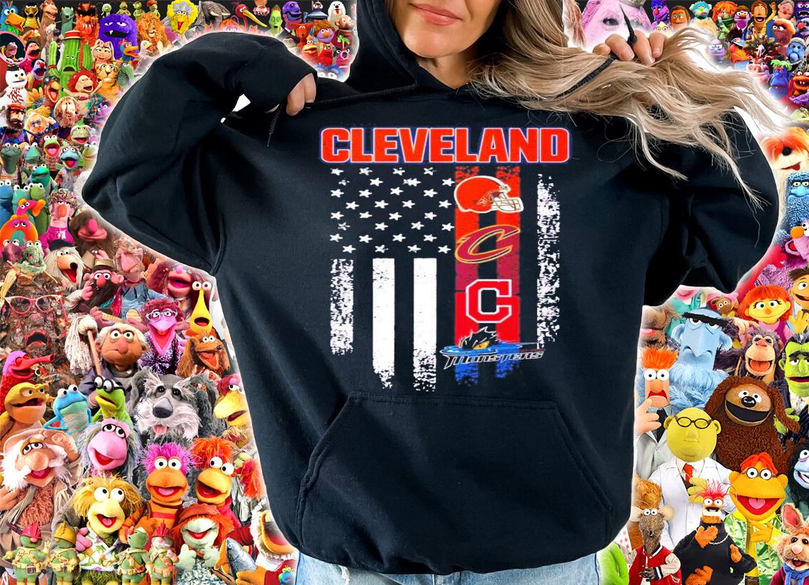 Cleveland Browns Cavaliers Indians Monsters American flag shirt t-shirt