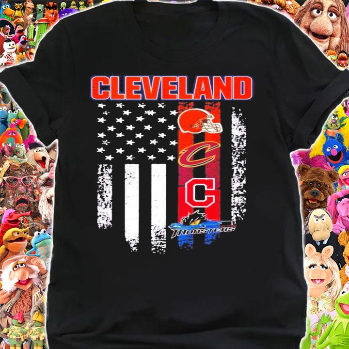 Cleveland Browns Cavaliers Indians Monsters American flag shirt t-shirt