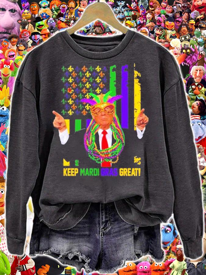 Keep Mardi Gras Great American Flag Trump Shirt t-shirt sweatshirt