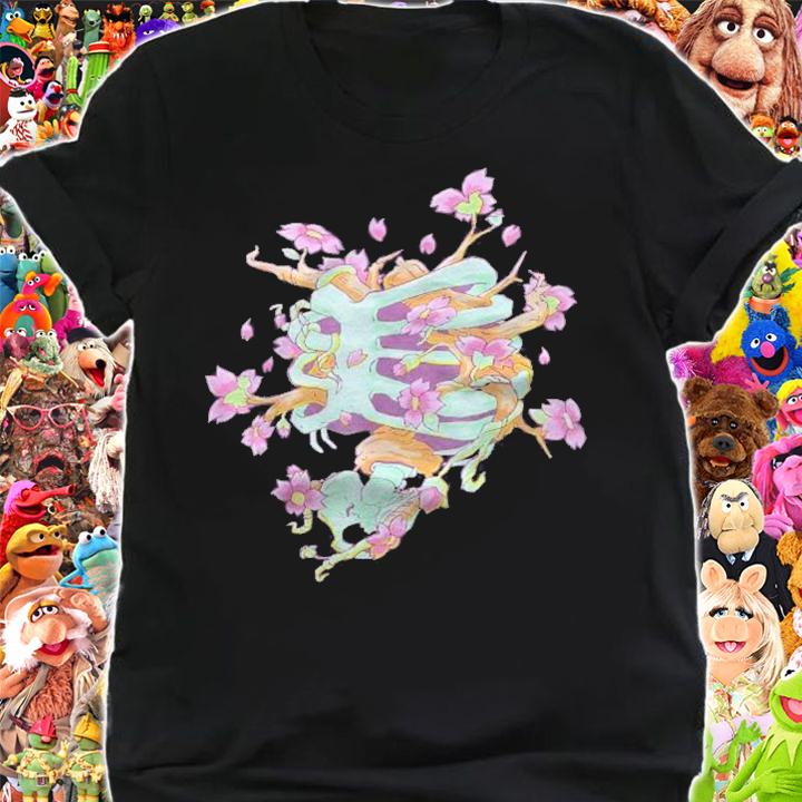 Pastel Goth Nu Goth Rib Cage Skeleton Flowers Cherry Blossom Shirt t-shirt shirt