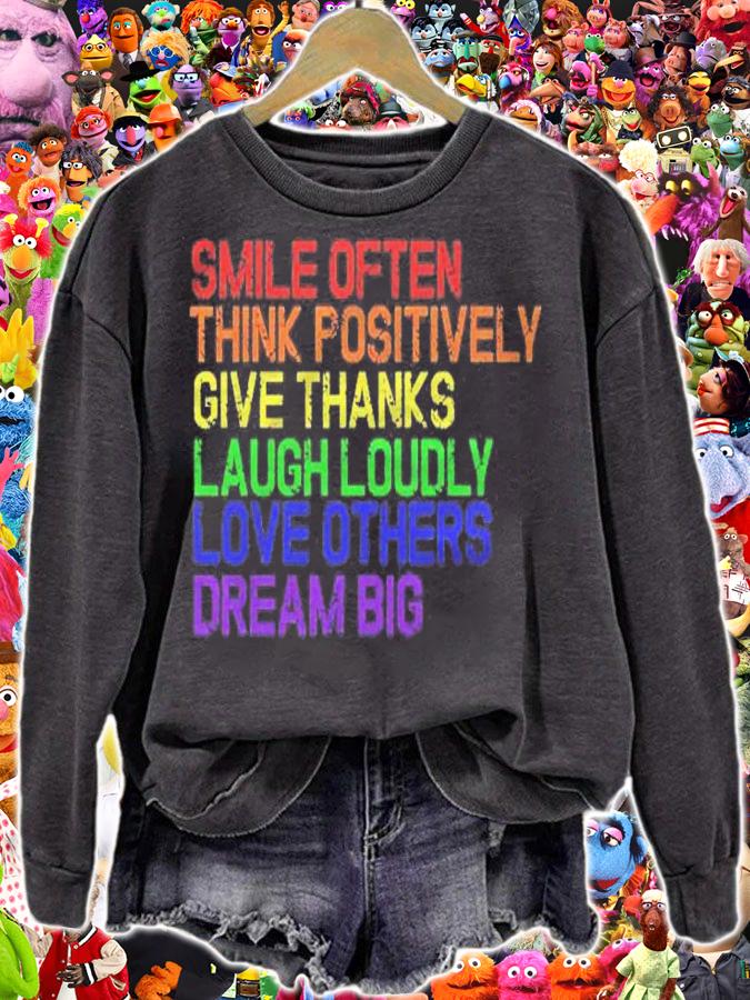 Positive Mindset Saying Smile Often Think Positively Shirt t-shirt sweatshirt