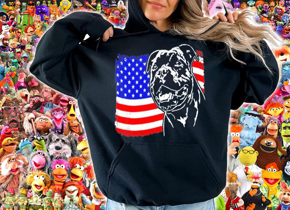 Proud Staffordshire Bull Terrier American Flag Patriotic Dog Zip T-Shirt t-shirt hoodie